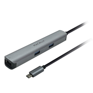 Macally USB-C Hub / Dock mit Ethernet<br/>USB-C 3-Port Hub & Gigabit Ethernet Adapter, weiß