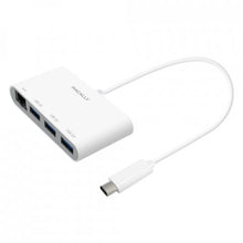 Laden Sie das Bild in den Galerie-Viewer, Macally USB-C Hub / Dock mit Ethernet&lt;br/&gt;USB-C 3-Port Hub &amp; Gigabit Ethernet Adapter, weiß
