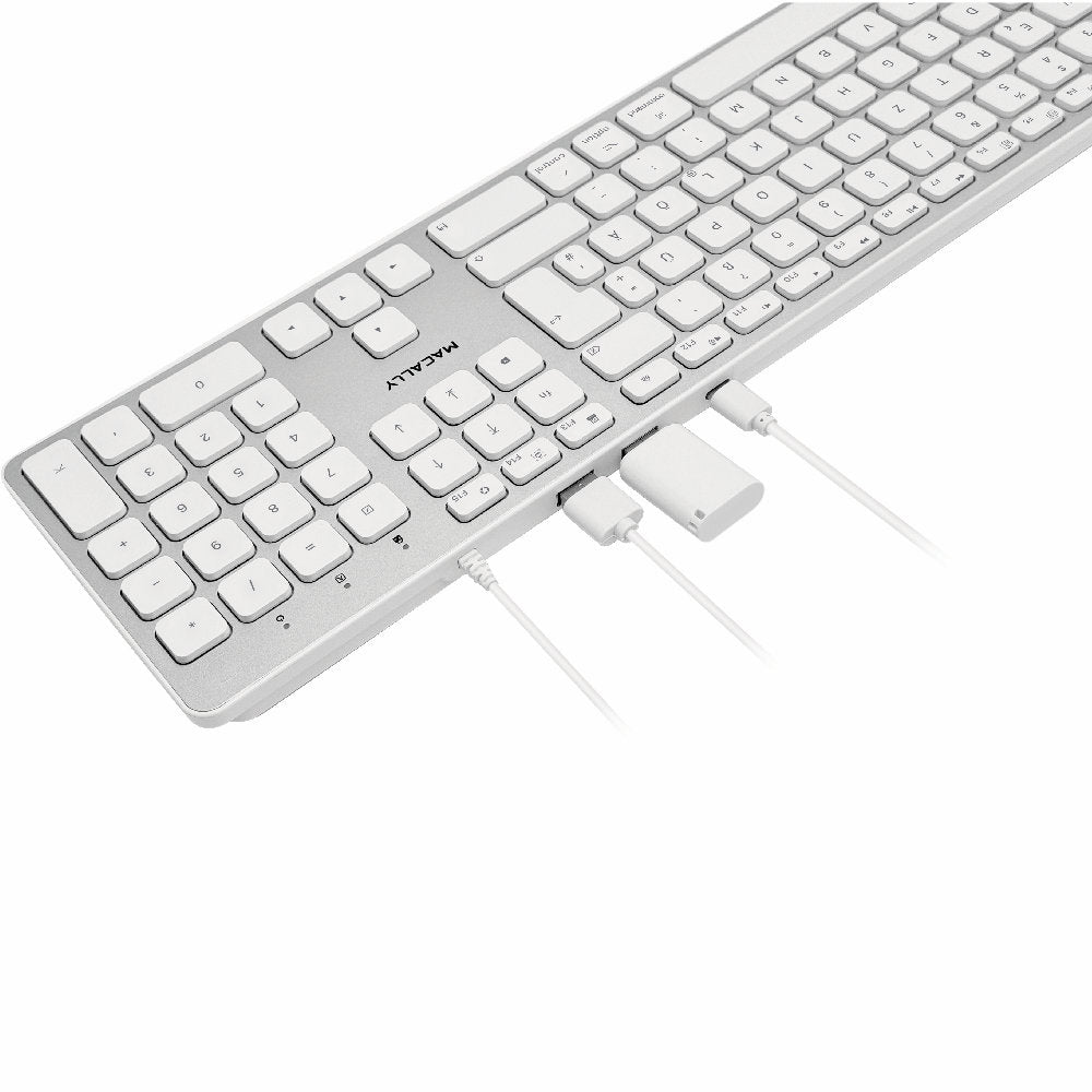 UCZKEYHUB W mit USB Hub und Ladeport<br/><b>Geniale erweiterte Mac Tastatur</b><br/>Kabel mit USB-C und USB-A Stecker