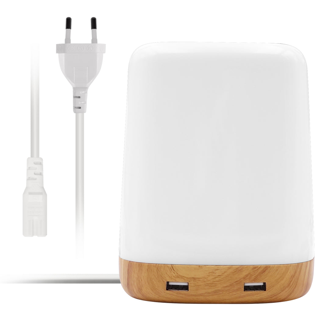 LAMPCHARGE SQ<br/>Nachttisch-Lampe mit USB<br/>4 Ports, 24 Watt Ladeleistung