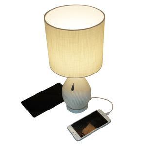 LAMPCHARGE CERAMIC<br/>Nachttisch-Lampe mit USB<br/>2 Ports, 24 Watt Ladeleistung